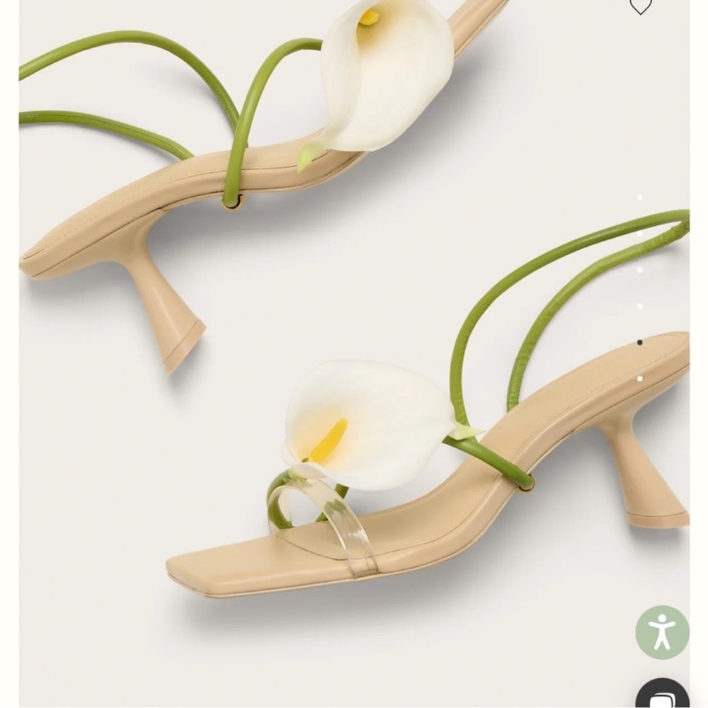 Cult Gaia Beige and Green Floral Heels
